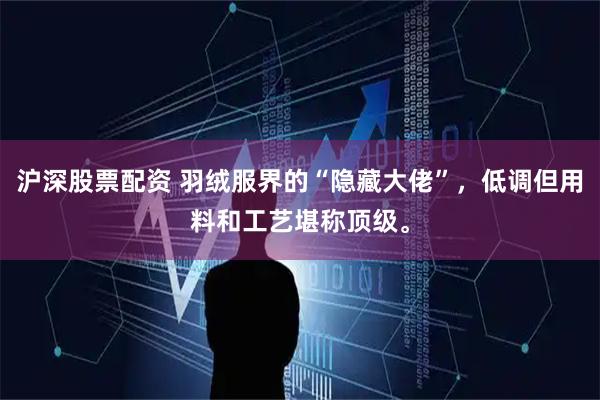 沪深股票配资 羽绒服界的“隐藏大佬”，低调但用料和工艺堪称顶级。