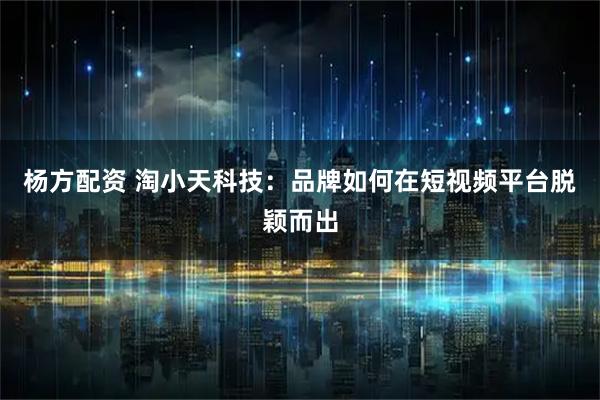 杨方配资 淘小天科技：品牌如何在短视频平台脱颖而出